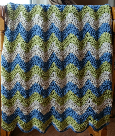 Tranquil Waves Ripple Afghan Pattern