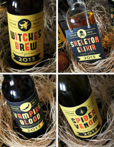 Halloween wine labels