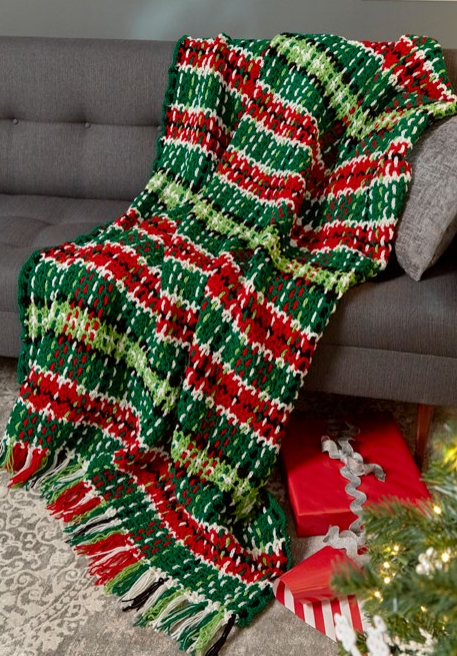Plaid Christmas Crochet Afghan Pattern