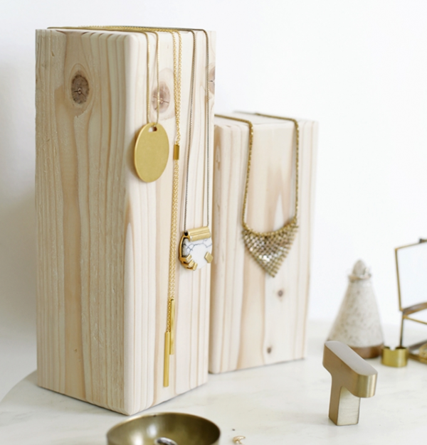 Wooden Block Necklace Holder