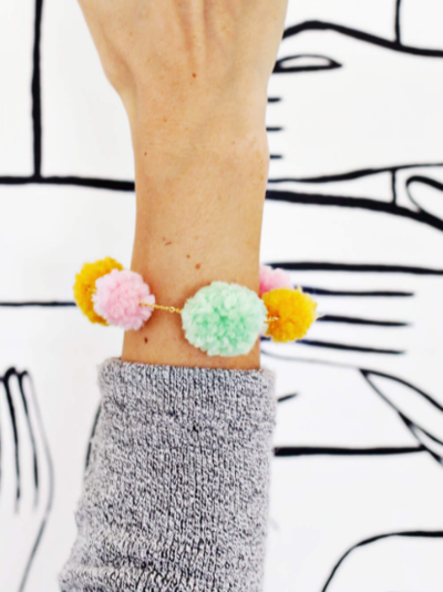 Girly DIY Pom-Pom Bracelet