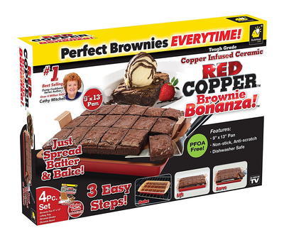 BulbHead.com Red Copper Brownie Bonanza Pan 