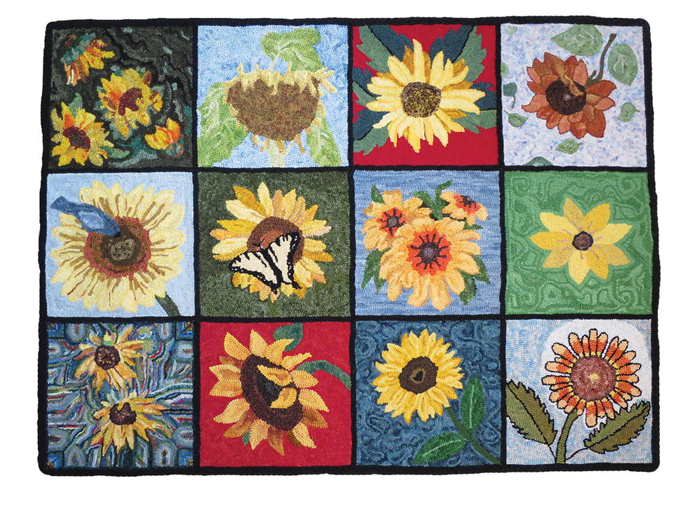 The Sunflower Rug | rughookingmagazine.com