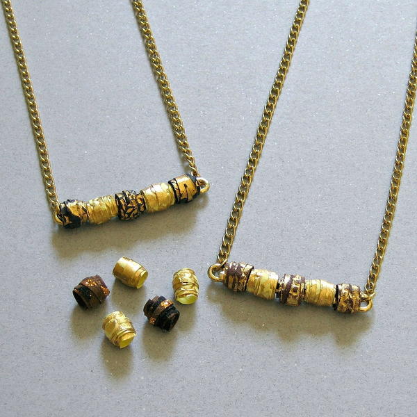 Metallic Paper Bead Necklace