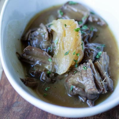 Pressure Cooker Beer Braised Steak with Onions