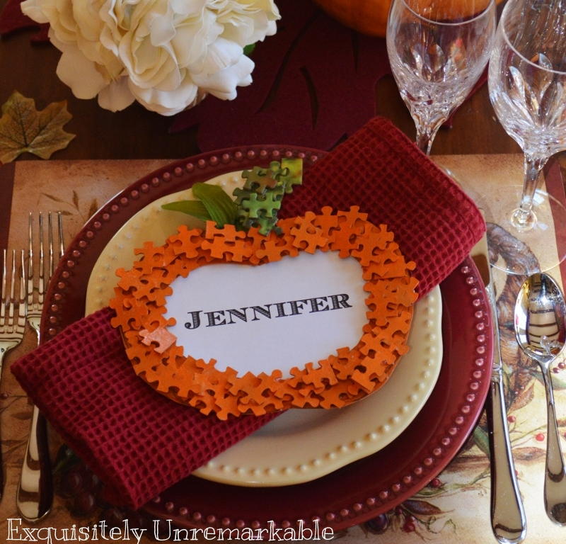 Download Autumn DIY Puzzle Piece Place Card | DIYIdeaCenter.com