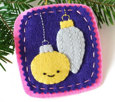 Silver and Gold Felt Christmas Ornament