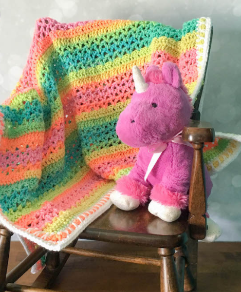 Magical Unicorn Stripes Baby Afghan