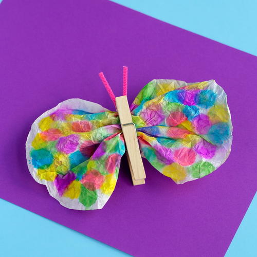 Clothespin and Coffee Filter Butterfly Craft | AllFreeKidsCrafts.com