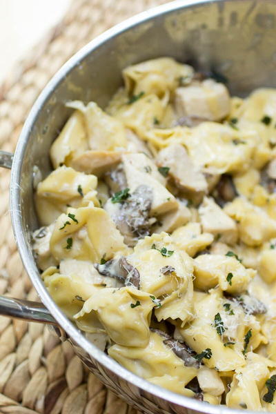 Skillet Tortellini with Mushroom Cream Sauce 