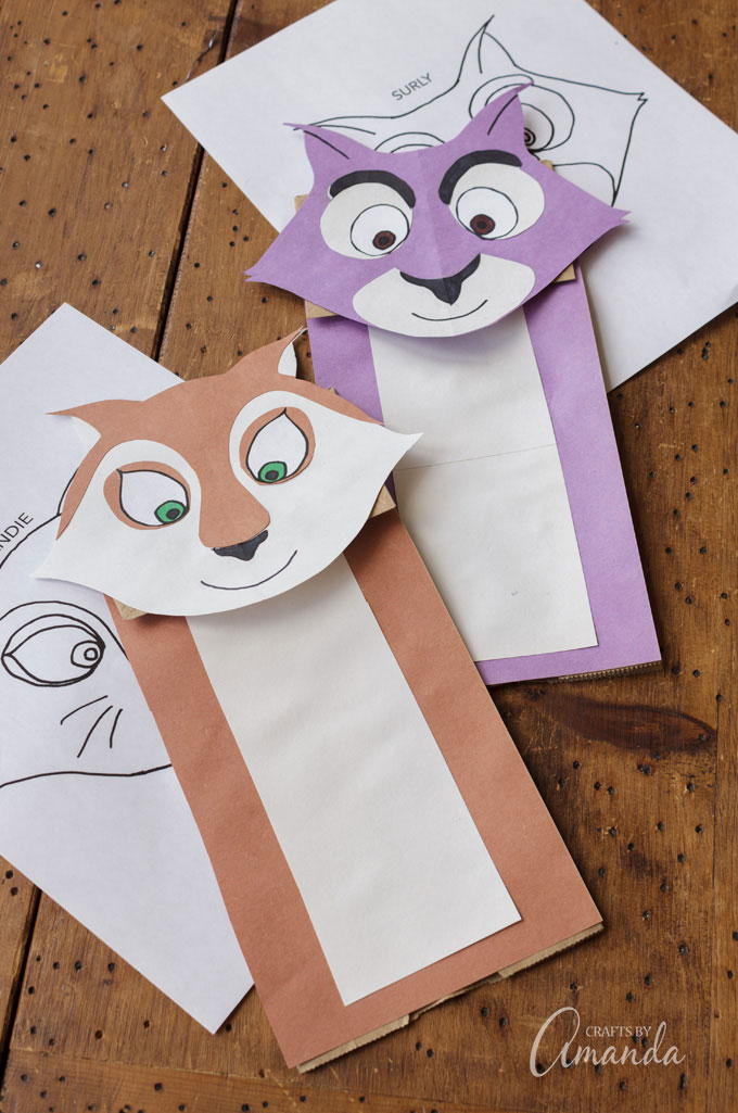 Printable Squirrel Paper Bag Puppets | AllFreeKidsCrafts.com