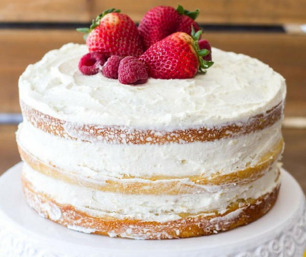 Berry Vanilla Naked Cake with Lemon Whipped Cream