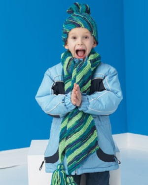 Diagonal Knit Hat and Scarf