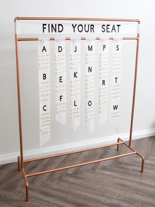 Copper Pipe Escort Card Display