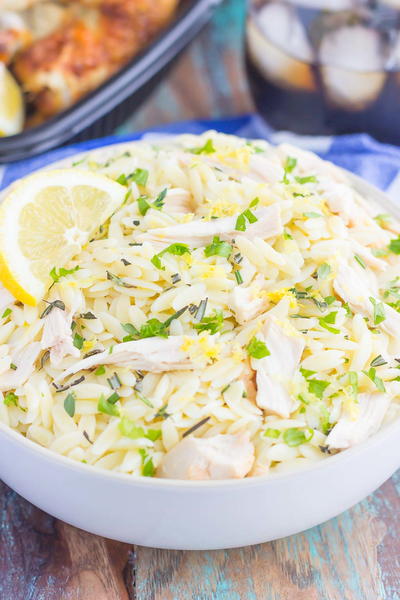 Lemon Herb Orzo Salad with Chicken