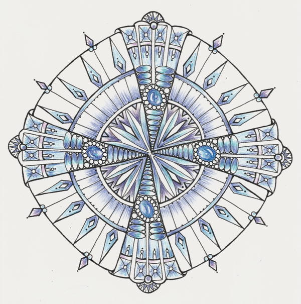 Diamonds and Ice Mandala Coloring Page