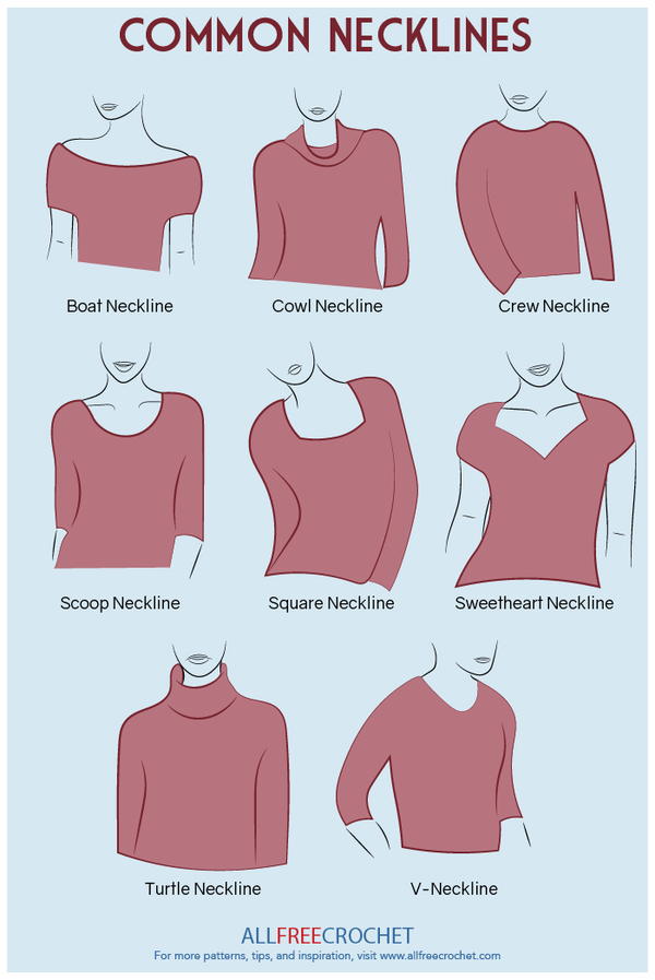 How to Crochet a Sweater - Neckline Types