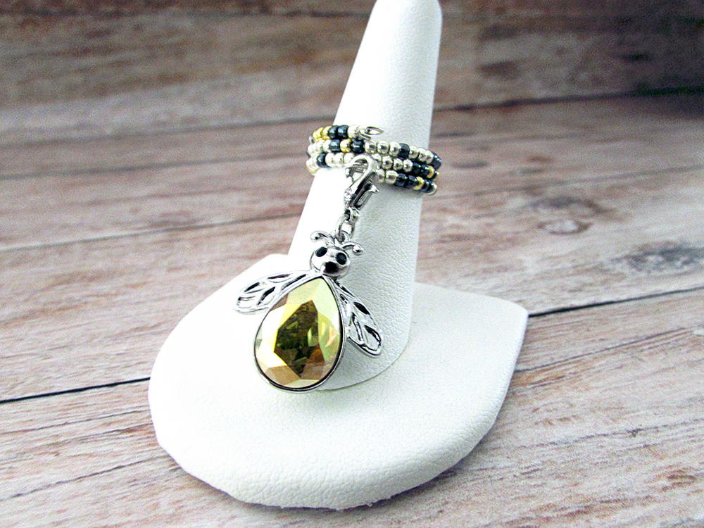 Whimsical Bumble Bee Memory Wire Ring | AllFreeJewelryMaking.com
