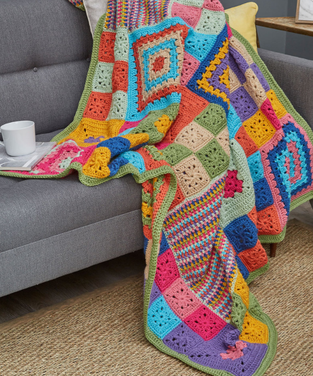 Patched Persuasion Throw | AllFreeCrochetAfghanPatterns.com