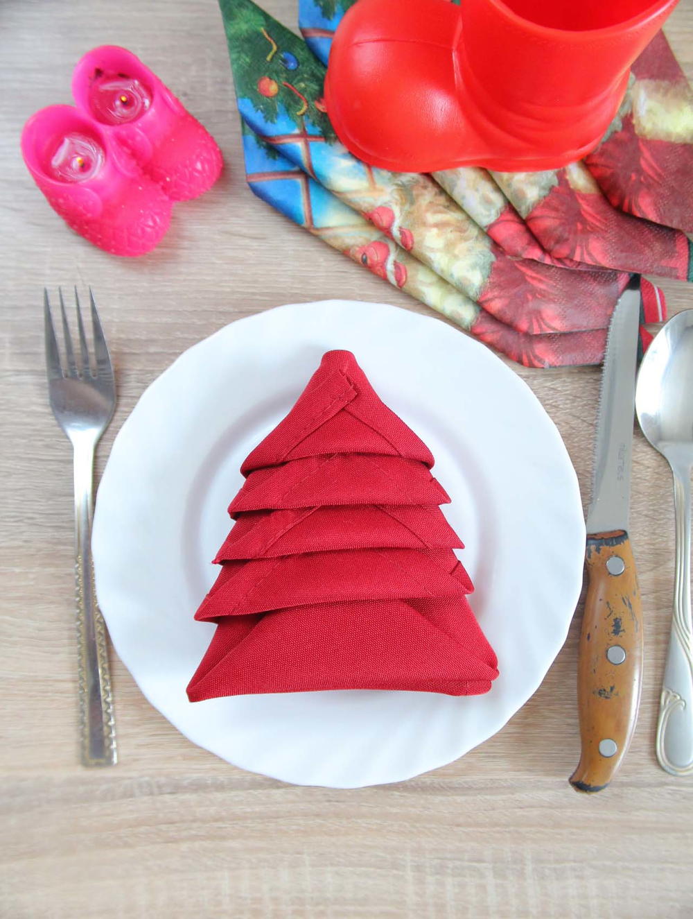Christmas Tree Napkin Folding Tutorial Folded Christmas Tree Napkins