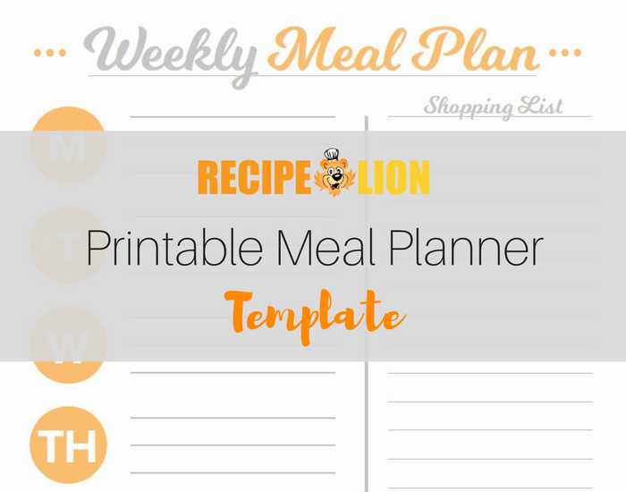 Printable Meal Planner Template RecipeLion Com