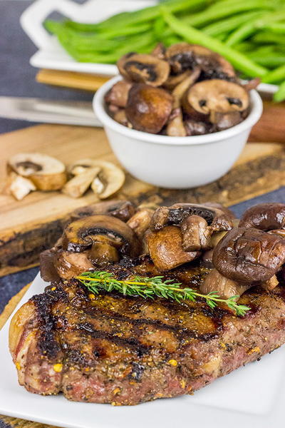 Porcini Rubbed Steak with Sauteed Mushrooms