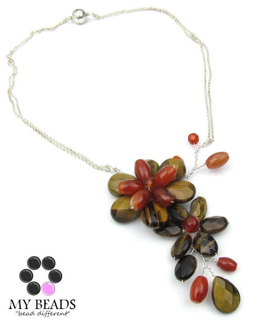Wired Gemstone Flower Necklace