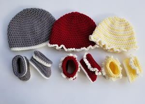 Rag Quilt Baby Hat and Booties