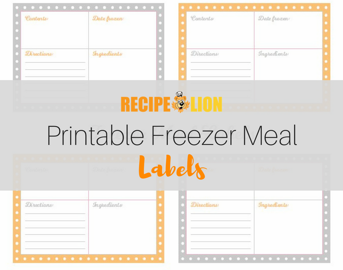 Printable Freezer Meal Labels, Freezer Labels