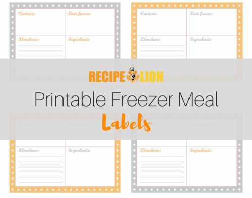 Printable Freezer Meal Labels