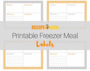 Printable Freezer Meal Labels | RecipeLion.com