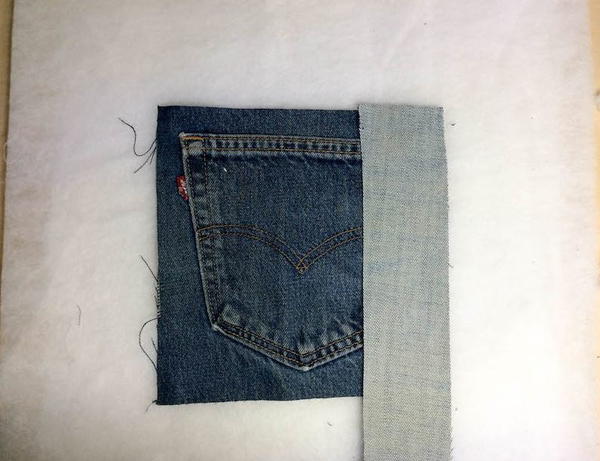 DIY Denim Traditional Log Cabin Block Pocket Pillow