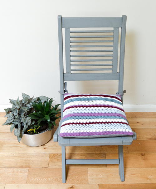 Easy Striped Crochet Cushion