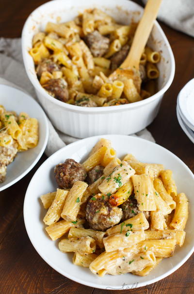 Creamy Swedish Meatball Pasta Bake