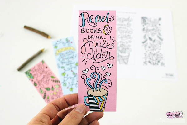 Fall Coloring Book Page Bookmarks (Printable)
