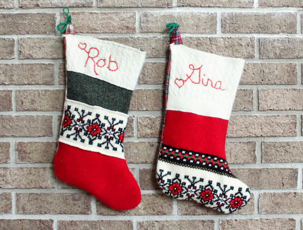 DIY Upcycled Christmas Stockings