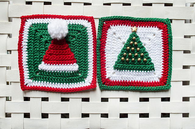 Christmas Hat and Tree Granny Squares