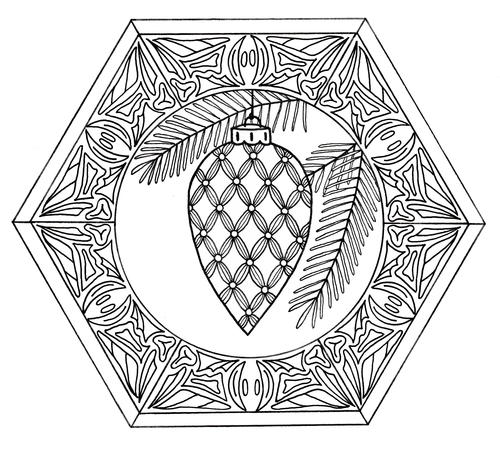 christmas bauble mandala adult coloring page  favecrafts