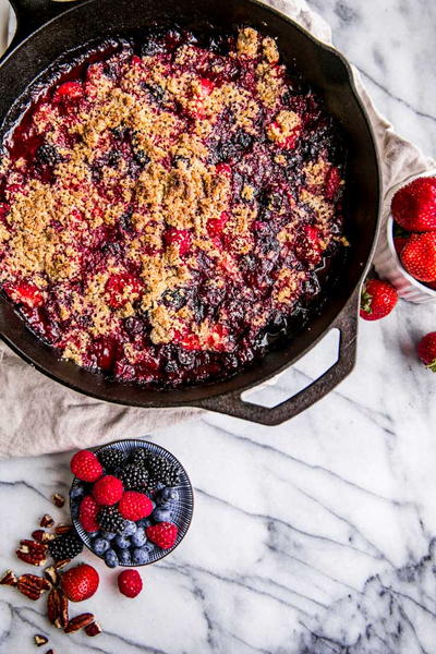 Easy Berry Cobbler with Peach Nice Cream (Gluten Free + Dairy Free)