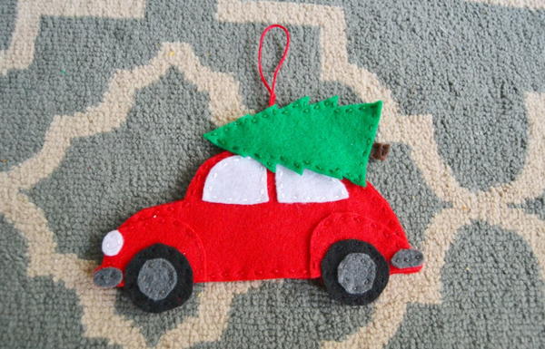 Vintage Car with Christmas Tree DIY Ornament