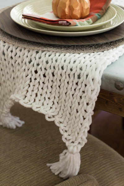 Knitted Table Runner  Large knitting needles, Large knitting