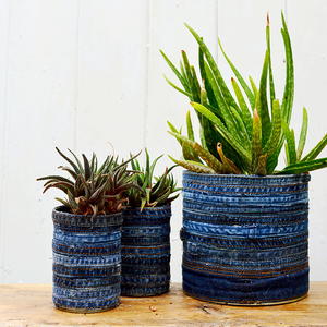 Recycled Jeans Tin Can Planters