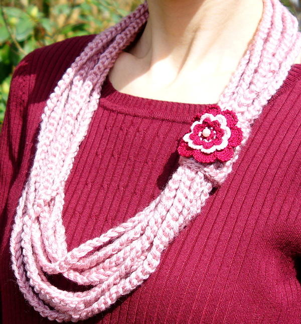 Crochet Chain Scarf, Necklace