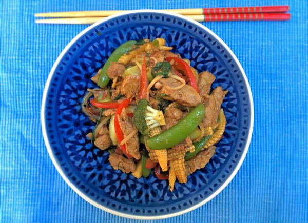 Sticky pork stir fry