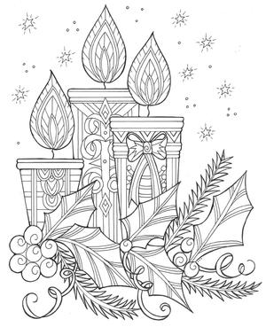 Enchanting Candles and Night Sky Christmas Coloring Page