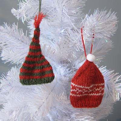 Knit Tiny Hat Ornaments