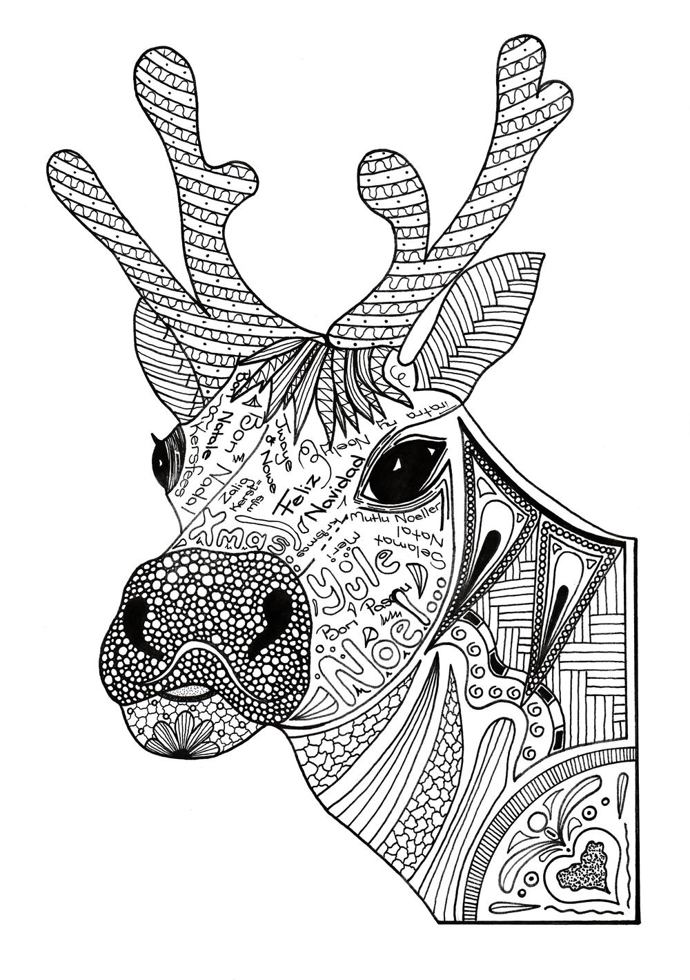 Christmas Reindeer Adult Coloring Page  FaveCrafts.com