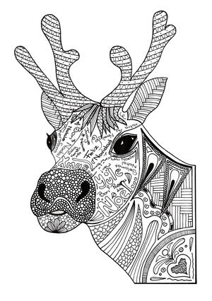 Christmas Reindeer Adult Coloring Page Favecrafts Com