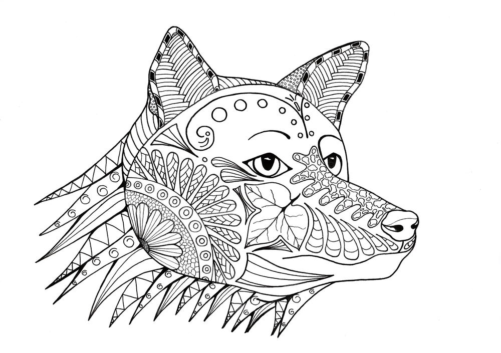  Fox  a Hunting Adult  Coloring  Page  FaveCrafts com