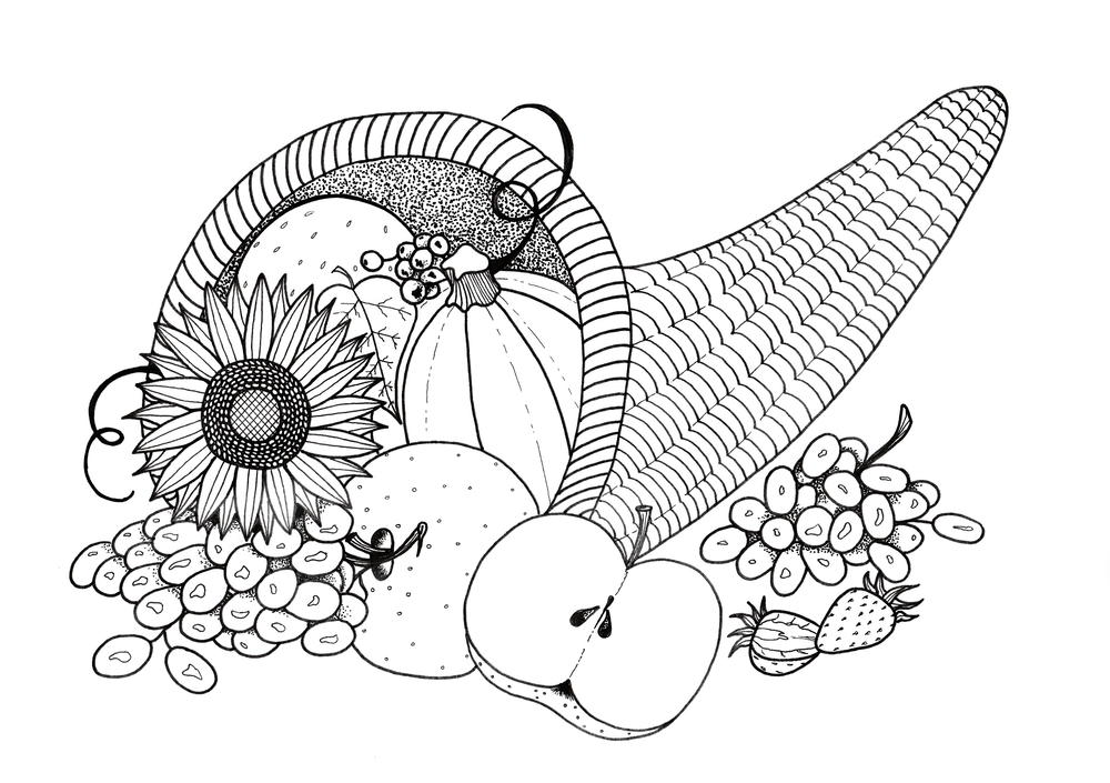 Download Plentiful Cornucopia Coloring Page | FaveCrafts.com